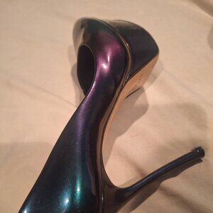 Casadei Italian Stiletto Pumps Heels Chameleon Purple and Turquoise/ Aqua